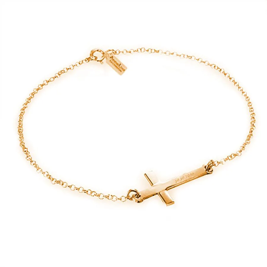 Engraved Cross Bracelet