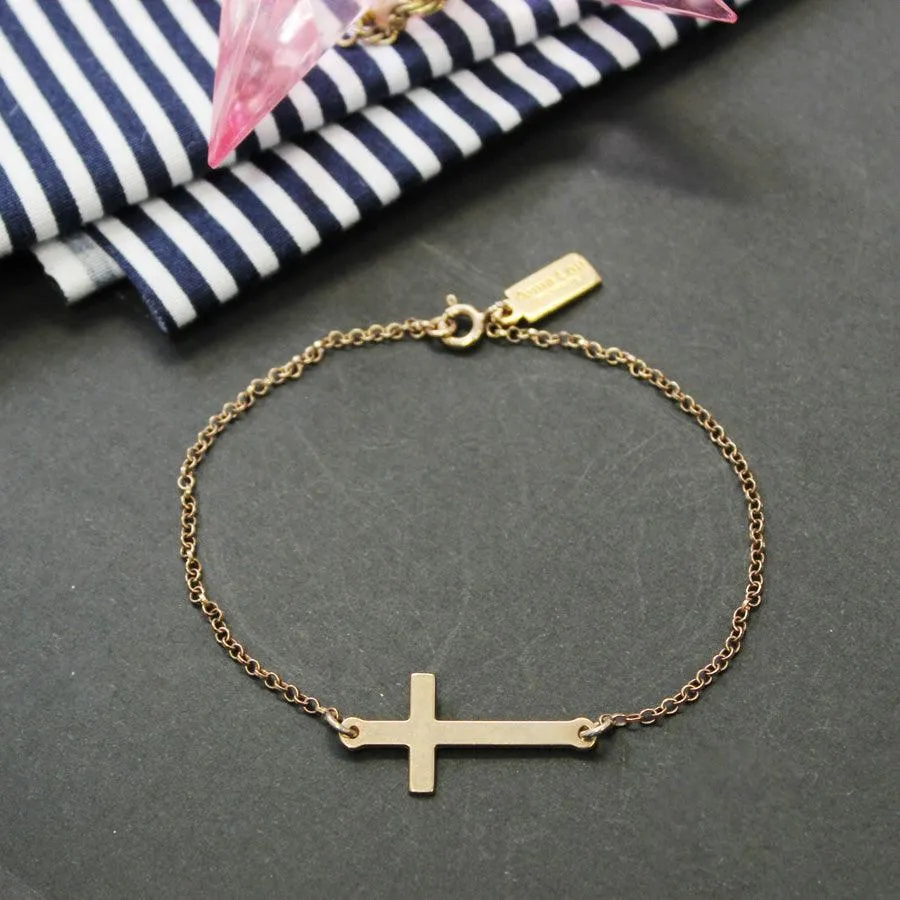 Engraved Cross Bracelet