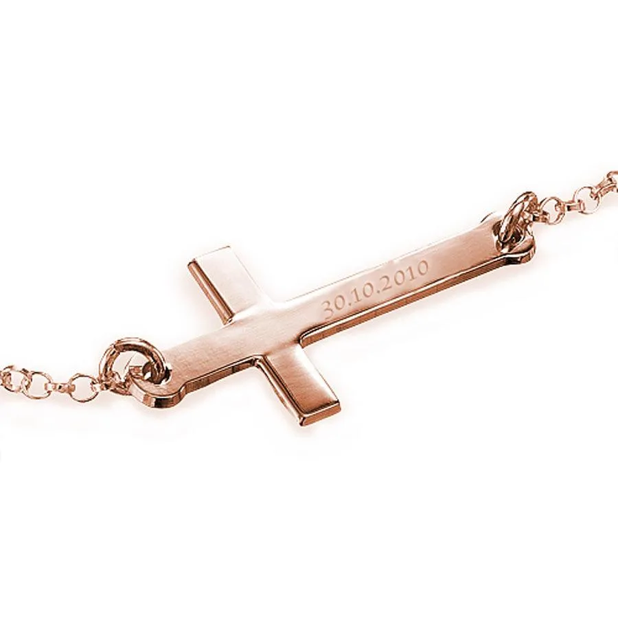 Engraved Cross Bracelet