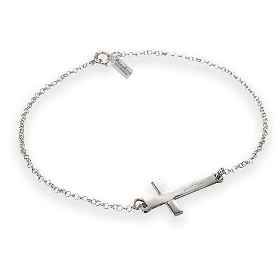 Engraved Cross Bracelet