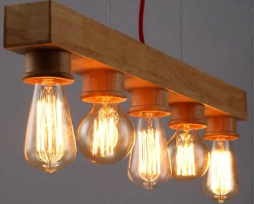 Erling Classic Wooden Bar 5 Head Lamp