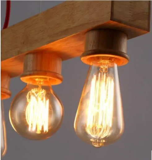 Erling Classic Wooden Bar 5 Head Lamp
