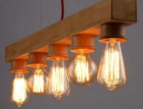 Erling Classic Wooden Bar 5 Head Lamp
