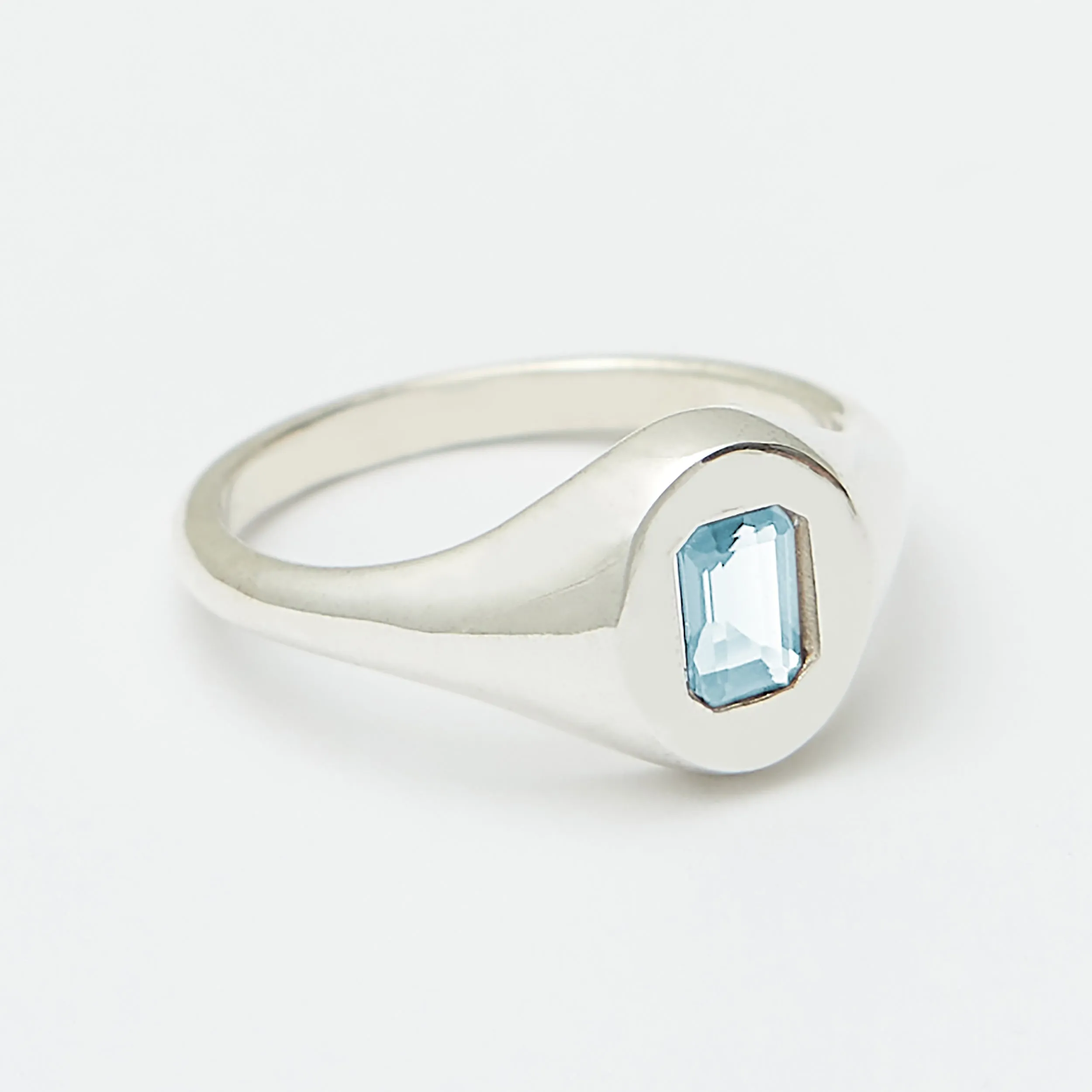 Evan Birthstone Signet Ring in Silver