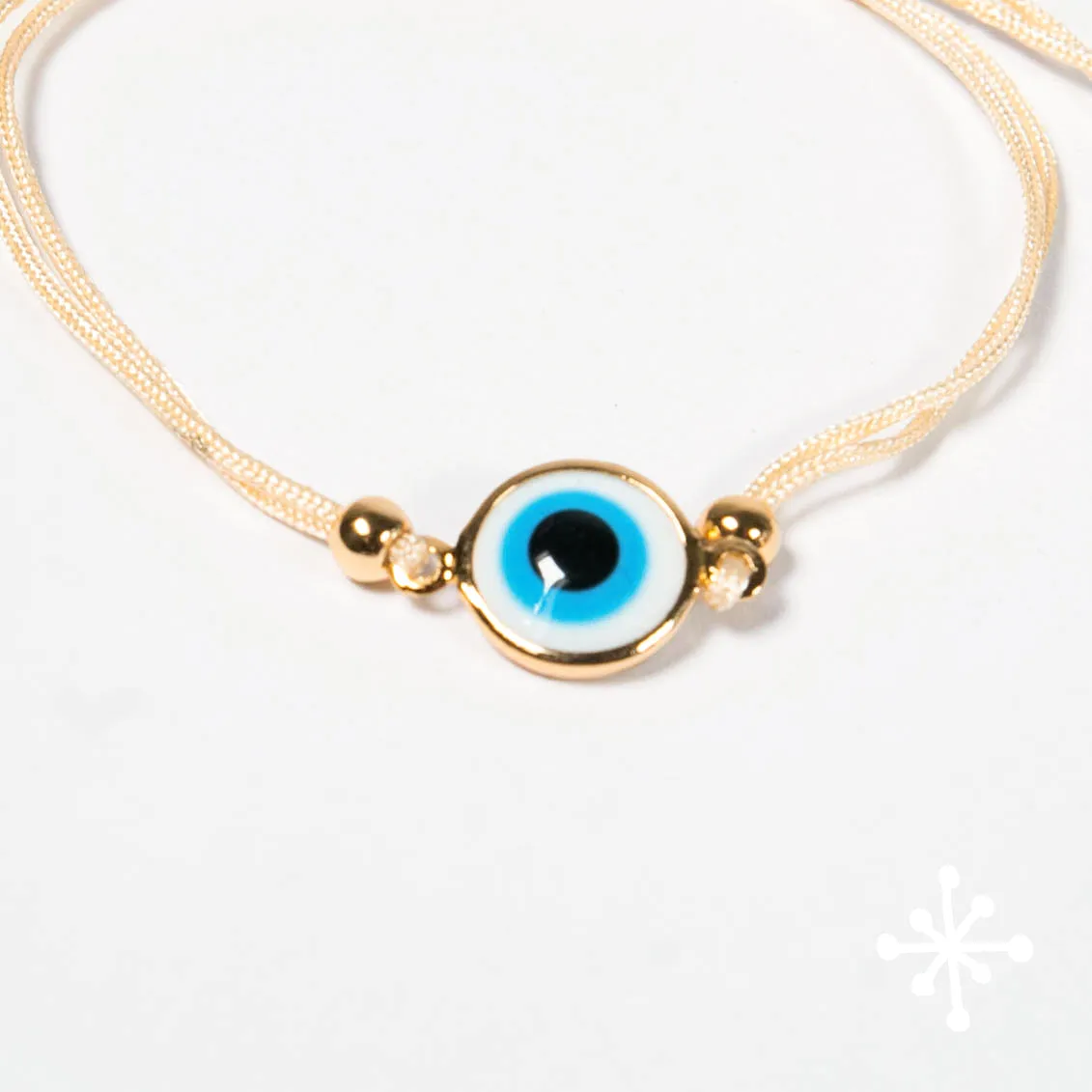 Evil Eye Bracelet Cord with Gold Beads