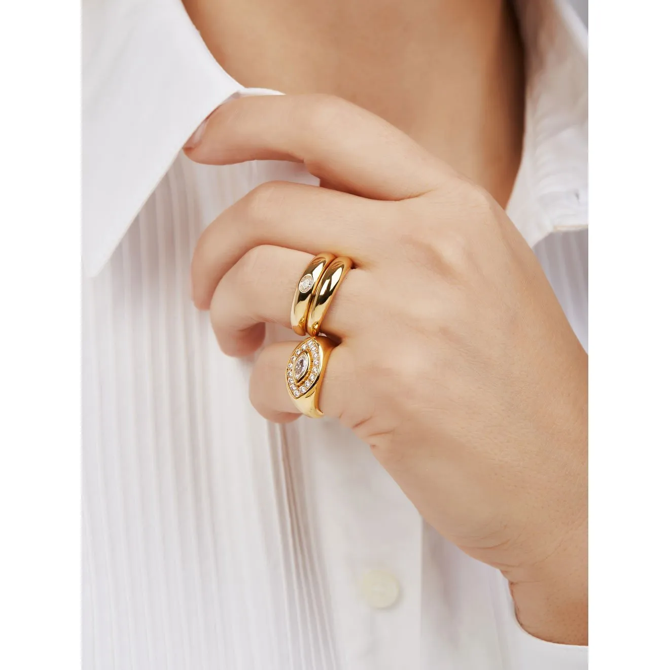 Evil eye gold vermeil signet ring