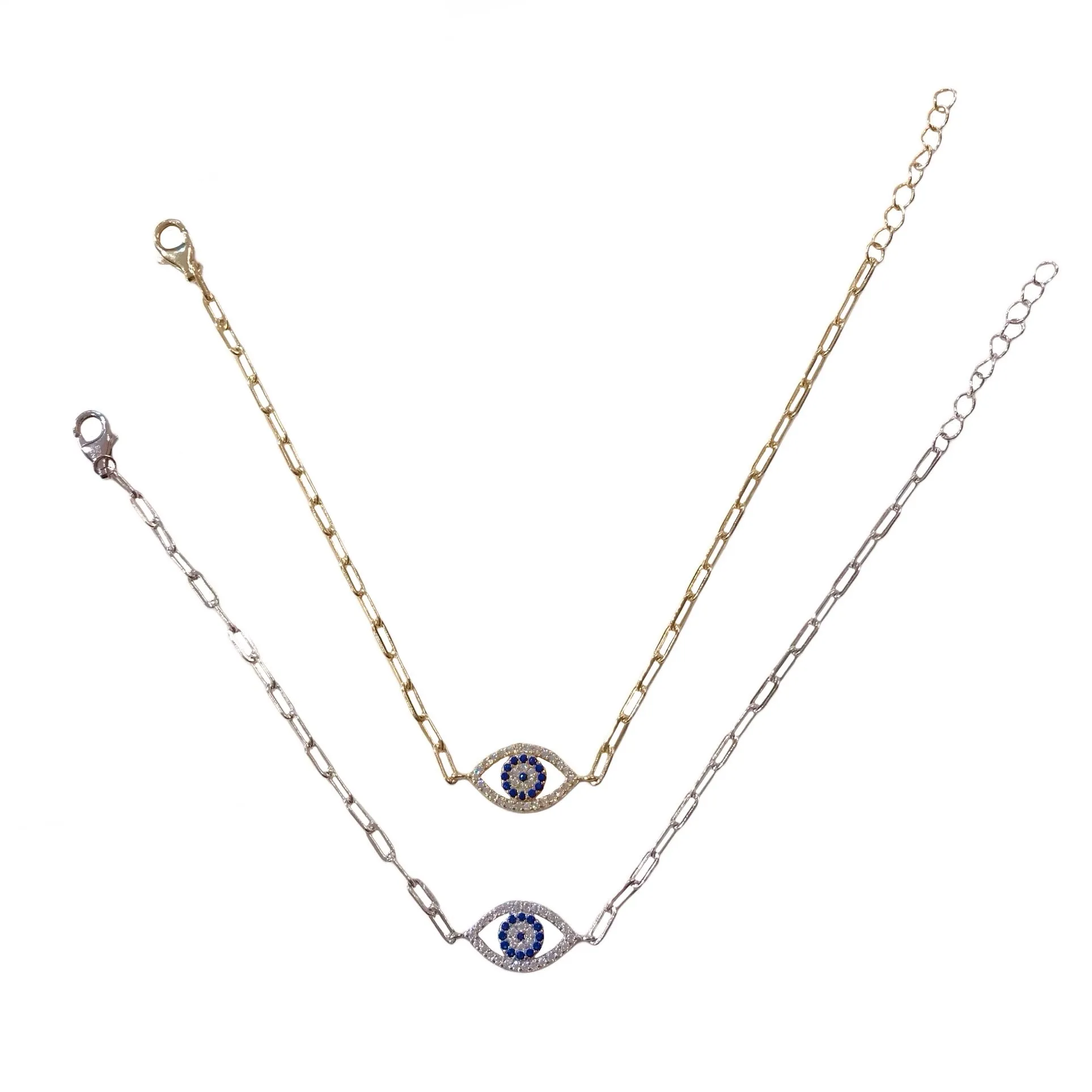 Evil Eye Paper Clip Bracelet