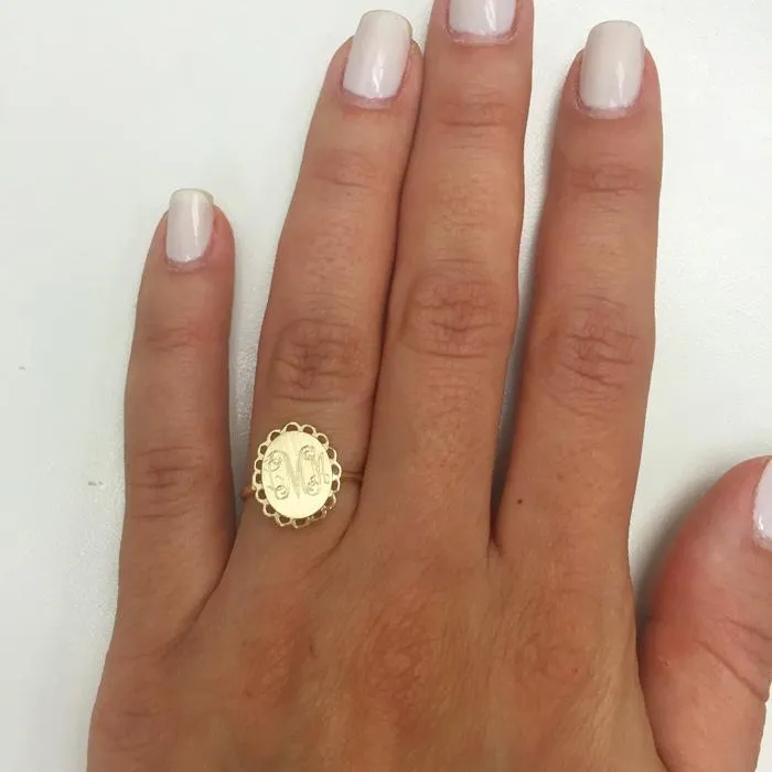 Fancy Oval Signet Ring for Women - 11mm x 9mm