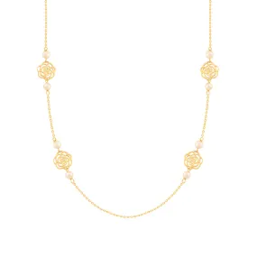 Flower and Pearl Necklace