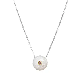 Freshwater Pearl & Garnet Necklace - "Carnation"