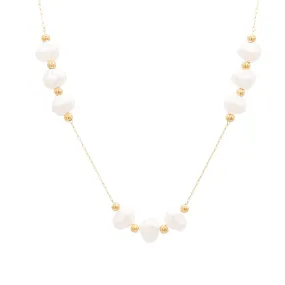 Freshwater Pearl Strand and Gold Beads Necklace