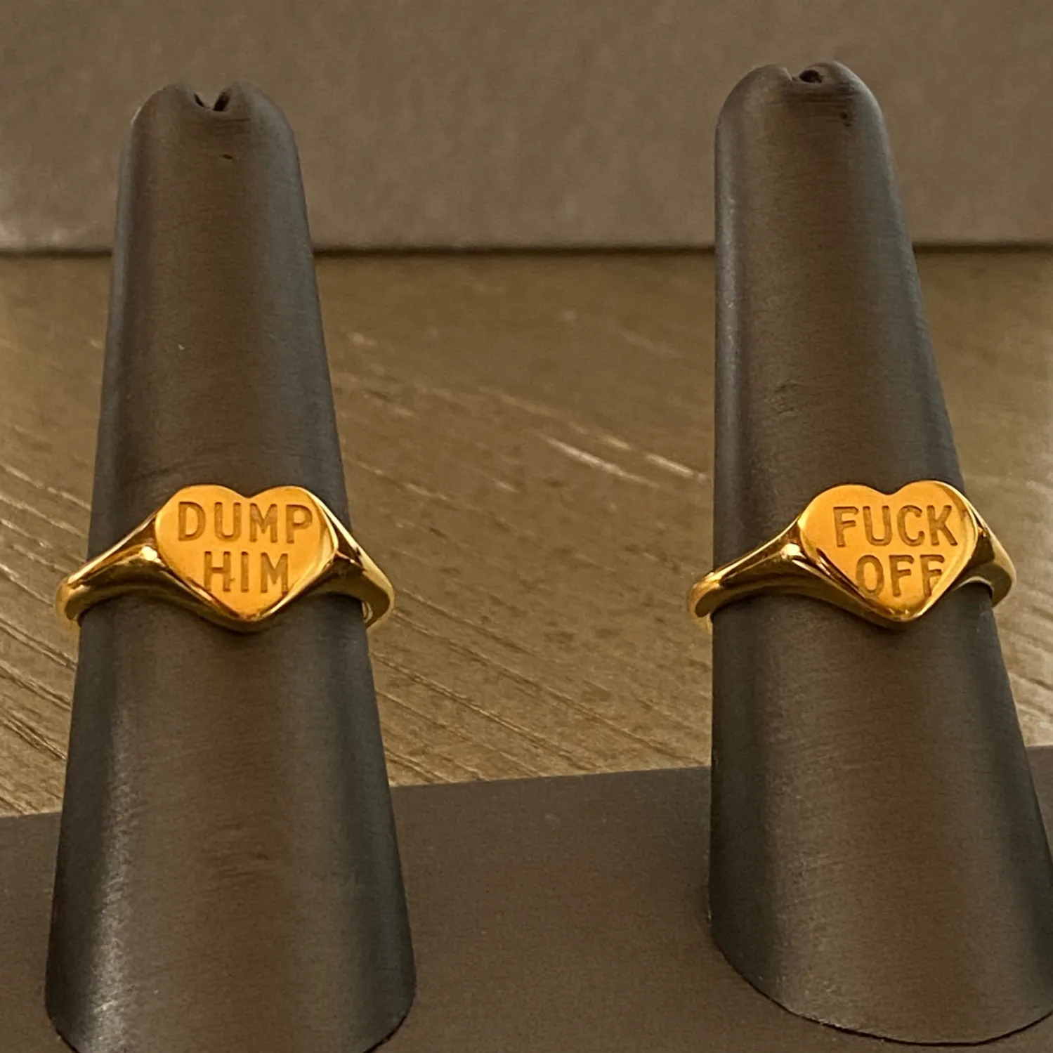 'Fuck Off' Signet 18k Gold Ring