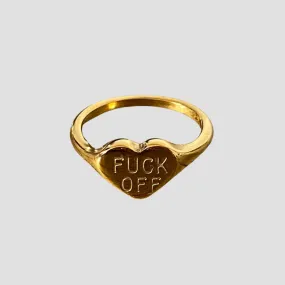 'Fuck Off' Signet 18k Gold Ring