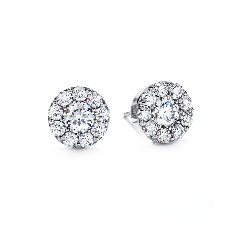 Fulfillment 0.47-0.55Ct Diamond Halo Stud Earrings in 18K White Gold