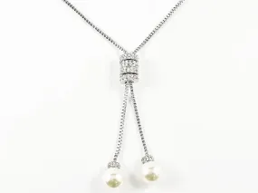 Fun Long Lariat Style Pearl Ends Fashion Necklace
