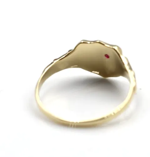 Genuine 9ct Small Yellow, Rose or White Gold Childs Ruby Shield Signet Ring   engraving of 1 initial