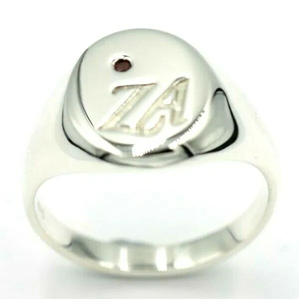 Genuine New Size N Sterling Silver 925 Solid Heavy Signet Ring Garnet   Engraving