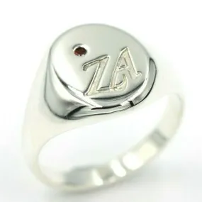 Genuine New Size N Sterling Silver 925 Solid Heavy Signet Ring Garnet   Engraving