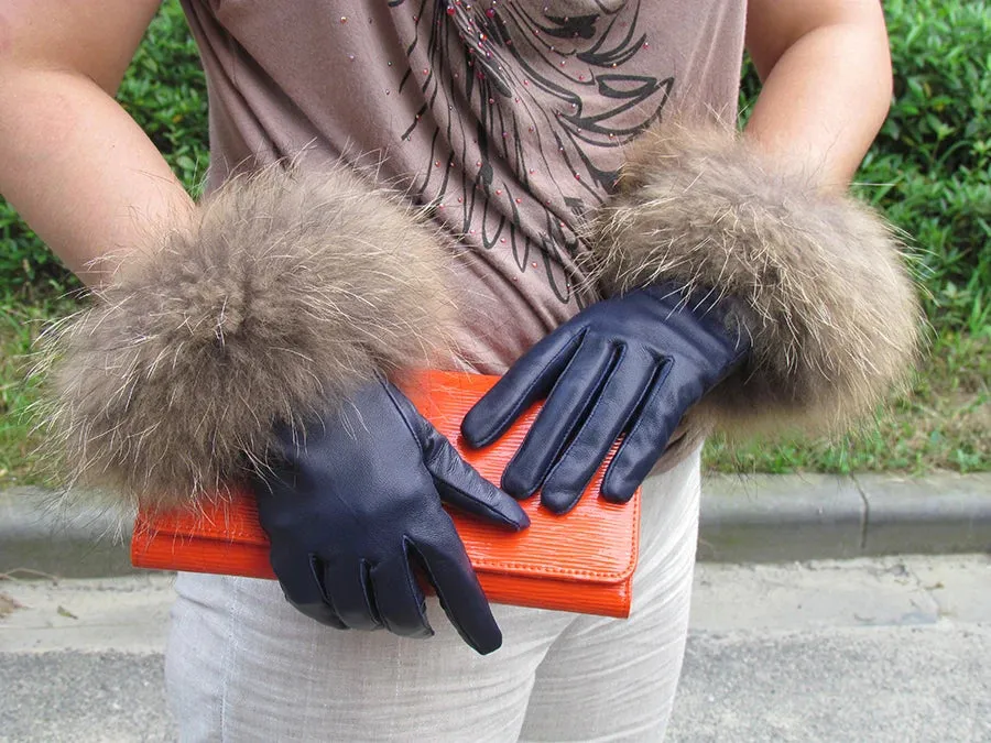 Genuine Sheepskin Fox Fur Gloves