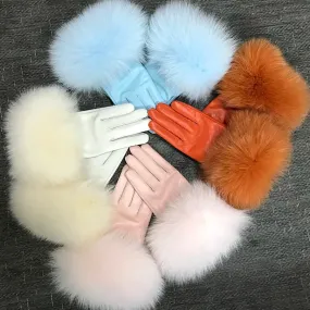 Genuine Sheepskin Fox Fur Gloves