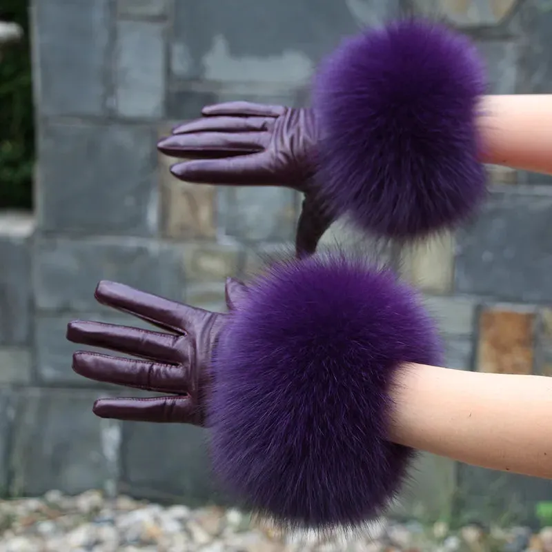 Genuine Sheepskin Fox Fur Gloves