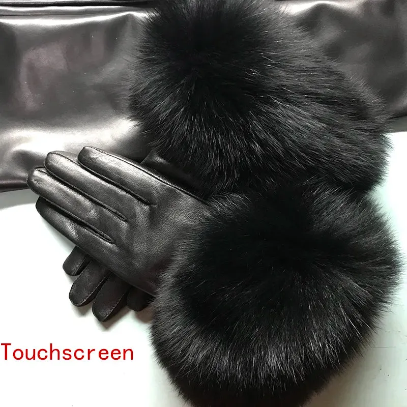 Genuine Sheepskin Fox Fur Gloves