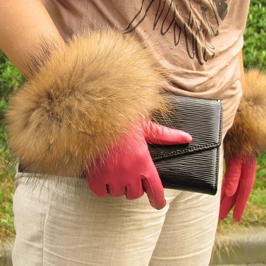 Genuine Sheepskin Fox Fur Gloves