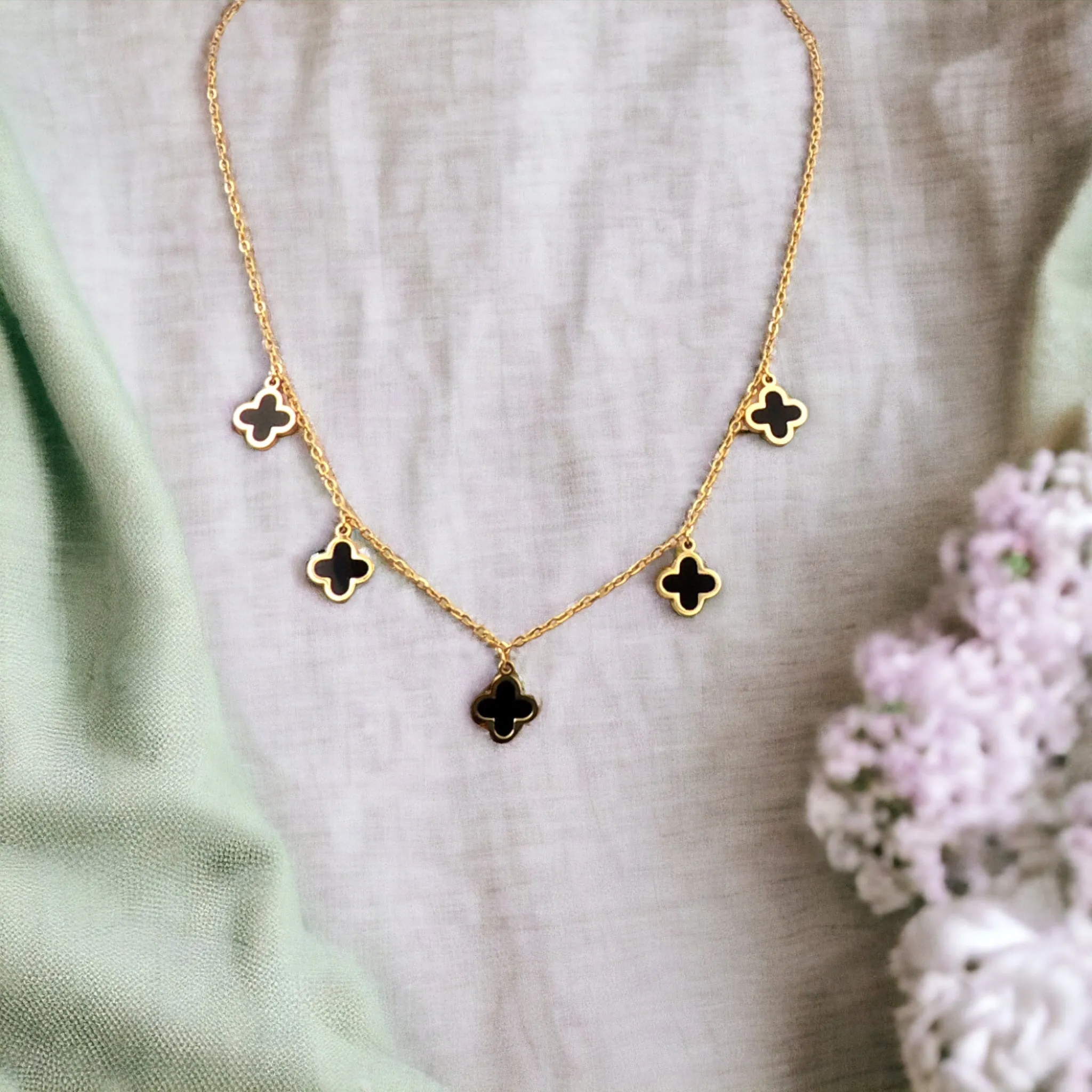 Gold Clover Charm Necklace