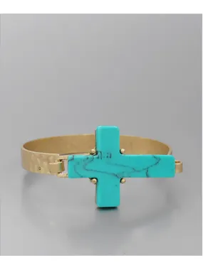 Gold Cross Bangle