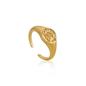Gold Emblem Adjustable Signet Ring