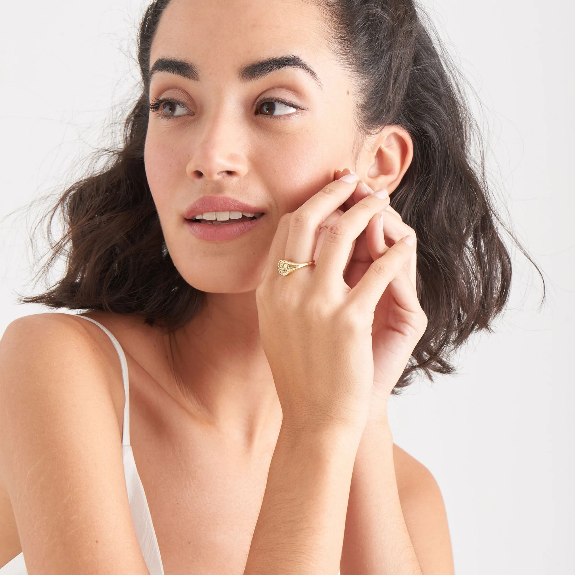 Gold Emblem Adjustable Signet Ring