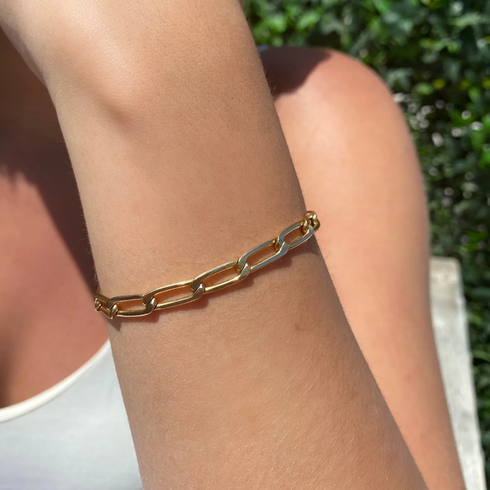 Gold Filled Large Elongated Curb Chain Bracelet
