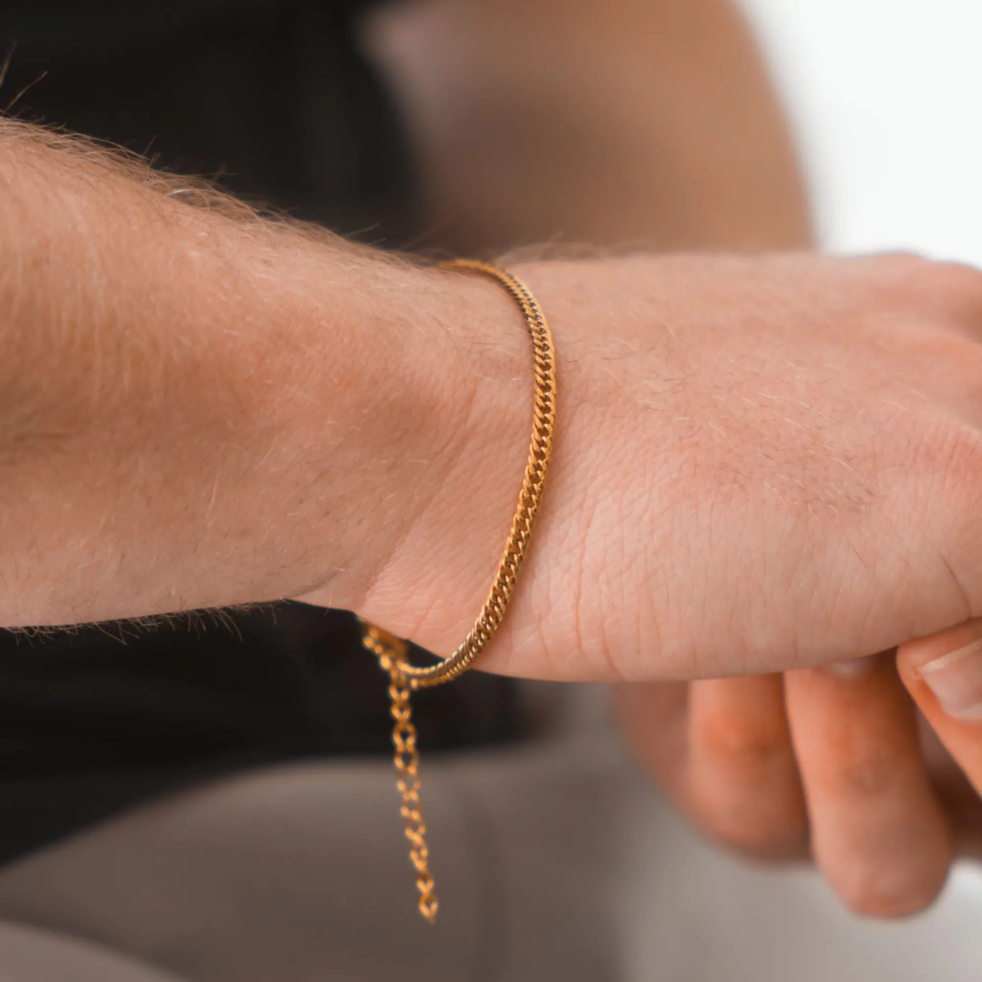 Gold Flat Cuban Bracelet Chain (3MM)