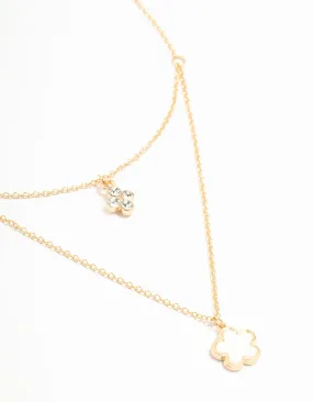 Gold Flower Layered Necklace