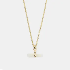 Gold Mother Of Pearl T-Bar Necklace