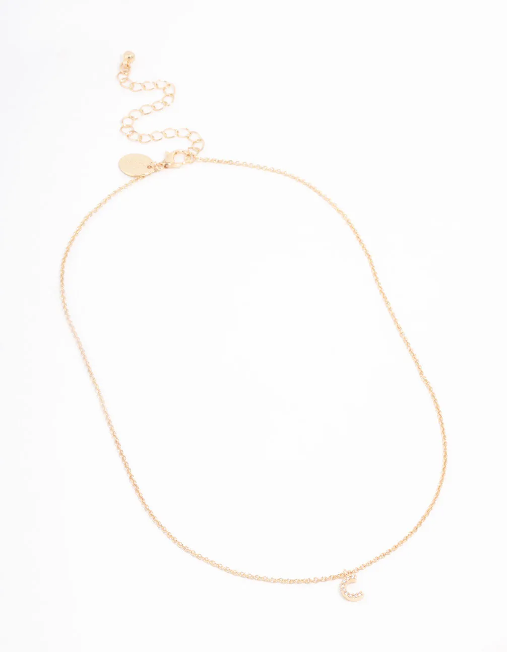 Gold Plated Cubic Zirconia Letter C Necklace