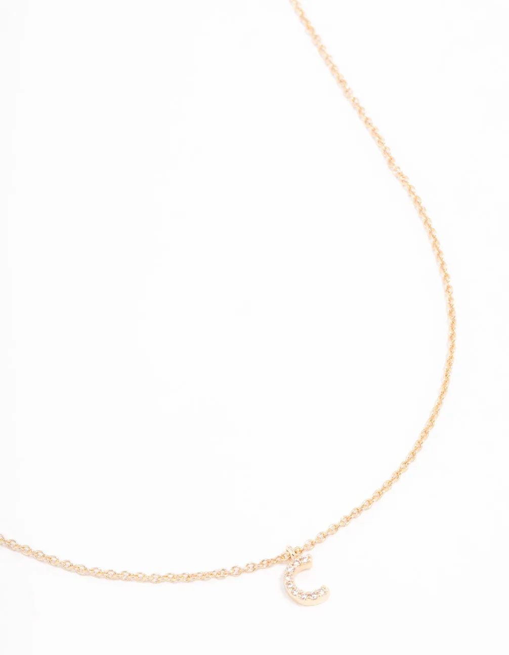 Gold Plated Cubic Zirconia Letter C Necklace
