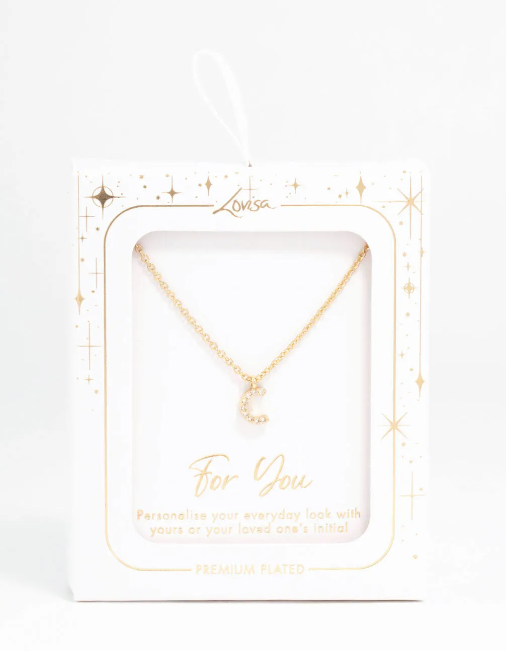 Gold Plated Cubic Zirconia Letter C Necklace