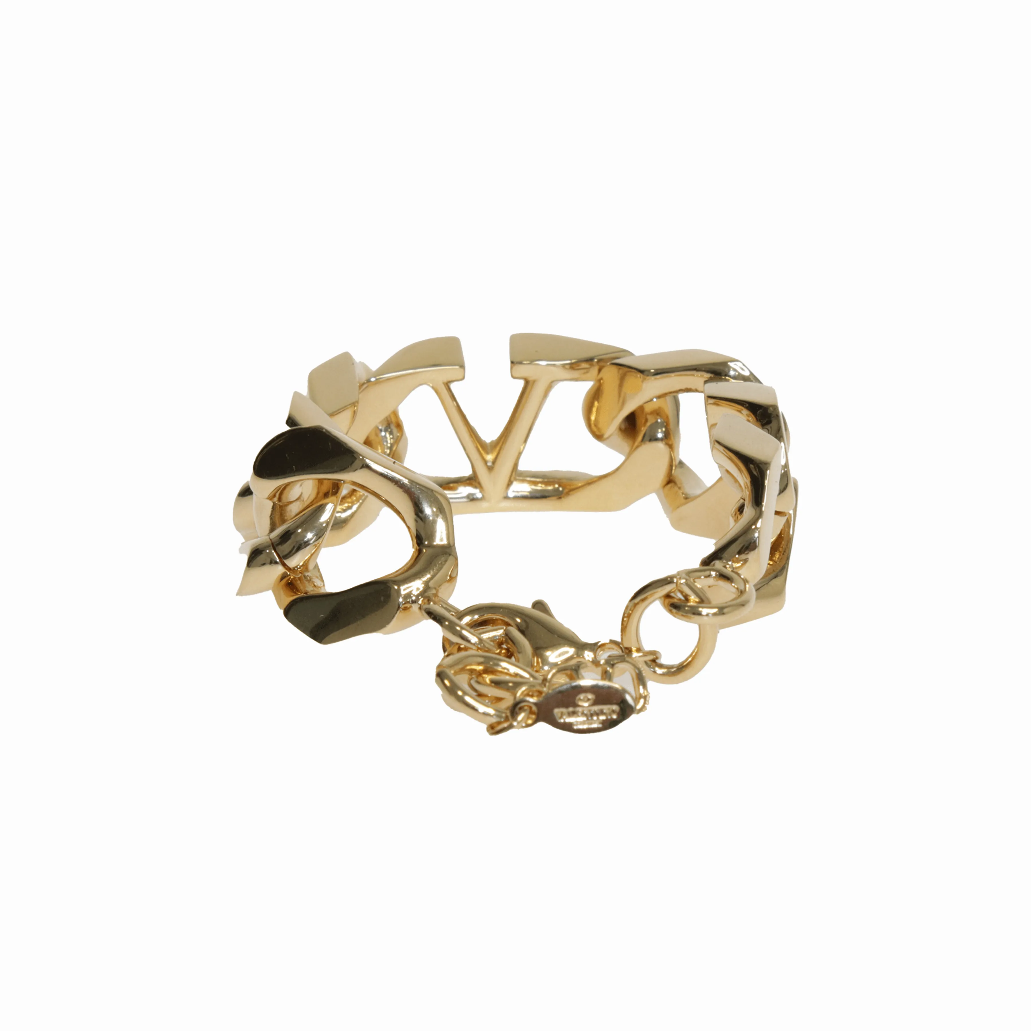Gold V Logo Chain Metal Bracelet
