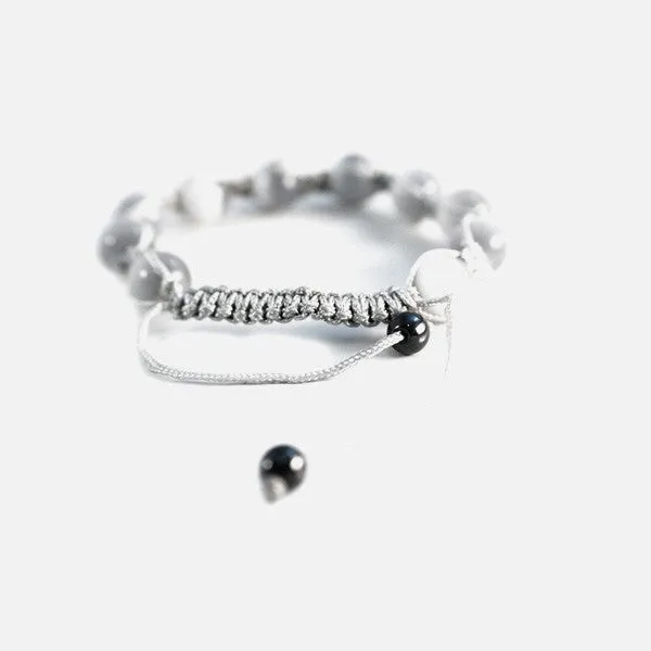 Grey Stone Beaded Friendship Macrame Bracelet