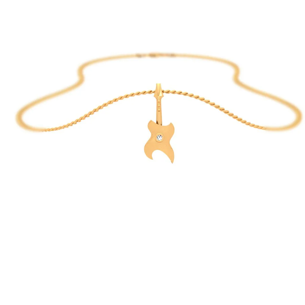 Guitar Style Yellow 18k Gold Diamond Pendant