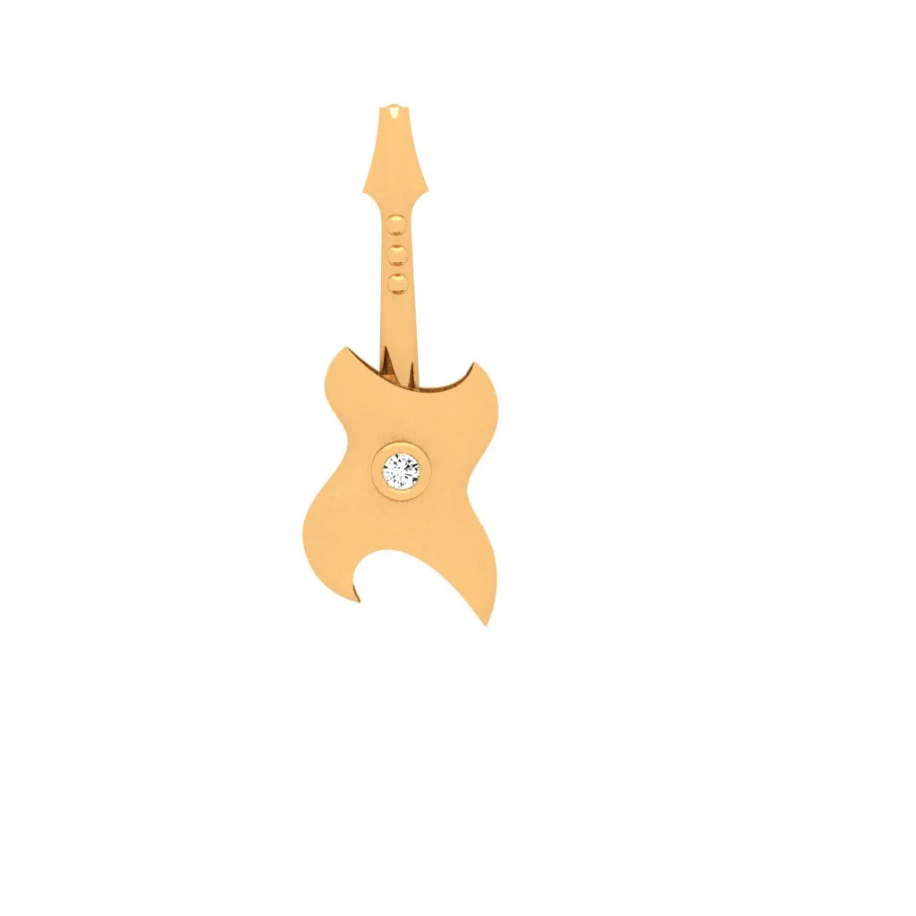 Guitar Style Yellow 18k Gold Diamond Pendant