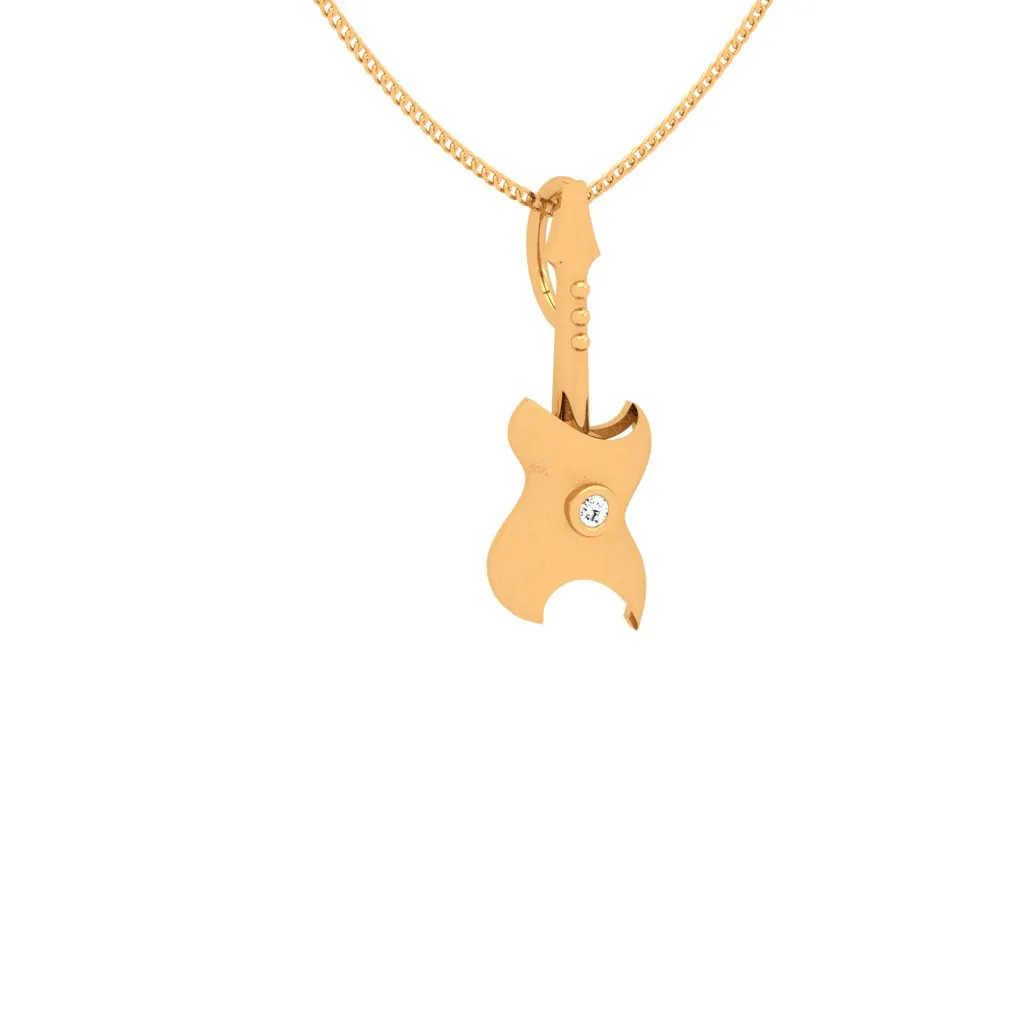 Guitar Style Yellow 18k Gold Diamond Pendant