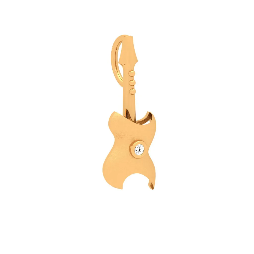 Guitar Style Yellow 18k Gold Diamond Pendant