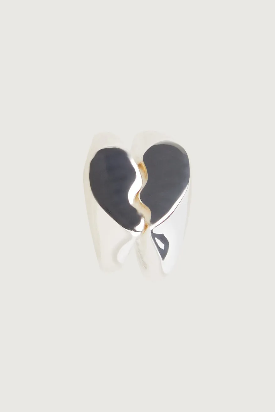 HALF HEART SIGNET RING SET