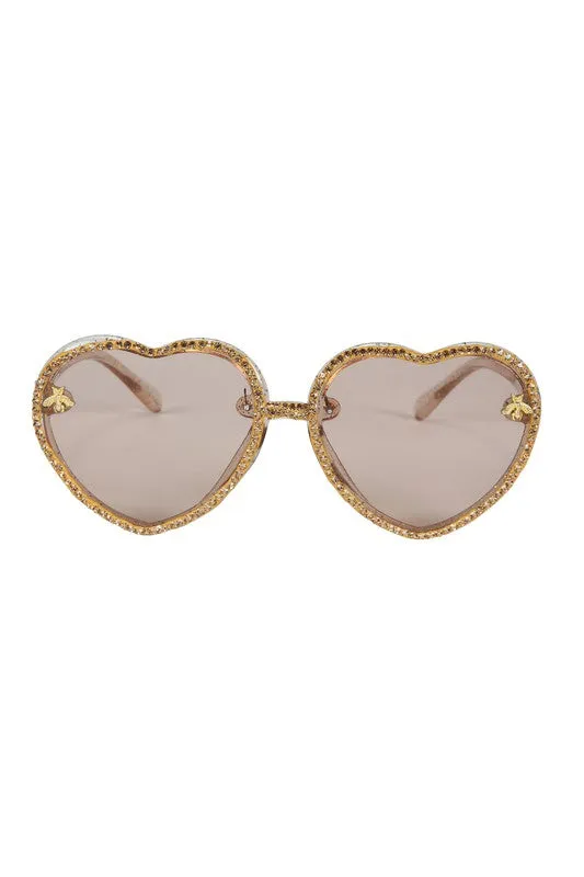 Handmade Heart Rhinestone Sunglasses G0307