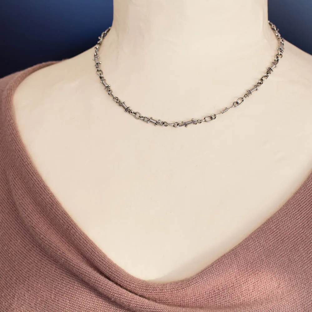 Handmade Wire Wrapped Silver Links Chain, Sterling Silver