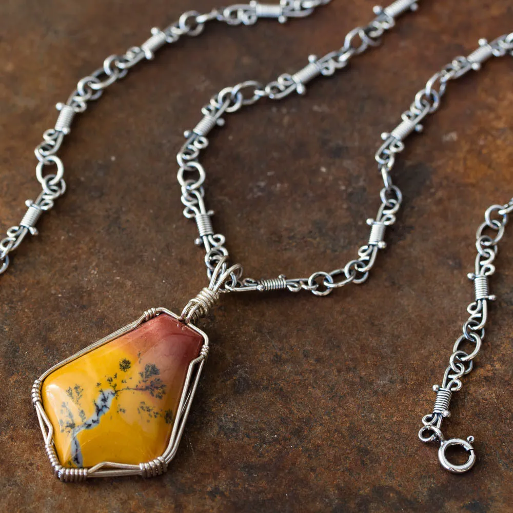 Handmade Wire Wrapped Silver Links Chain, Sterling Silver
