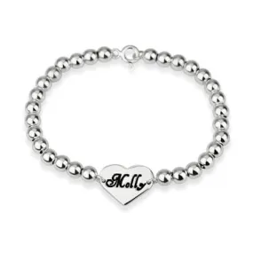 Heart Bead Bracelet Sterling Silver