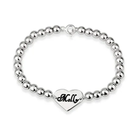 Heart Bead Bracelet Sterling Silver